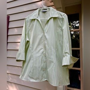 Green Lands' End No Iron 3/4 Sleeve Button-up Tunic Top